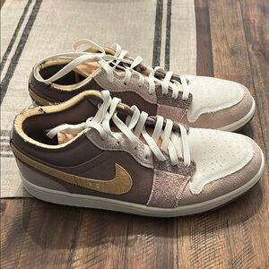 Nike Sneakers with Gold and Cream Accents Jordan One